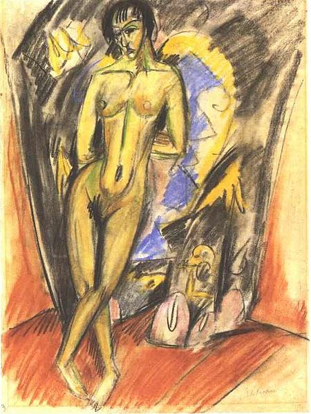 Ernst Ludwig Kirchner Standing female nude in frot of a tent Germany oil painting art
